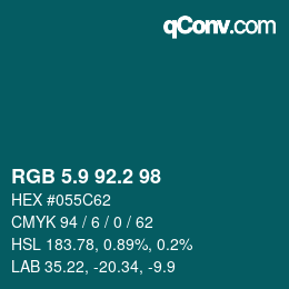 Color code: RGB 5.9 92.2 98 | qconv.com