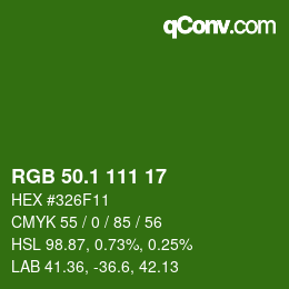 カラーコード: RGB 50.1 111 17 | qconv.com