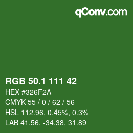 カラーコード: RGB 50.1 111 42 | qconv.com