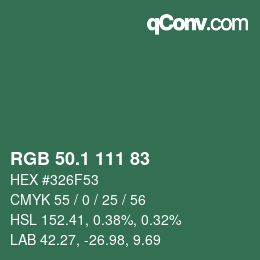Color code: RGB 50.1 111 83 | qconv.com