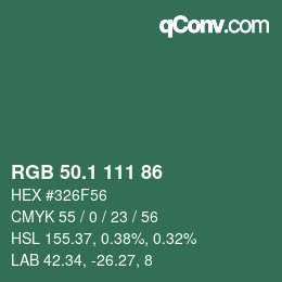 カラーコード: RGB 50.1 111 86 | qconv.com