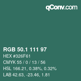 Color code: RGB 50.1 111 97 | qconv.com