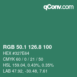 カラーコード: RGB 50.1 126.8 100 | qconv.com