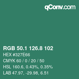 Color code: RGB 50.1 126.8 102 | qconv.com
