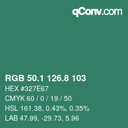 カラーコード: RGB 50.1 126.8 103 | qconv.com