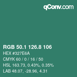 カラーコード: RGB 50.1 126.8 106 | qconv.com