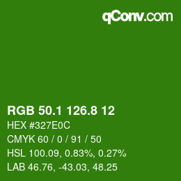 カラーコード: RGB 50.1 126.8 12 | qconv.com