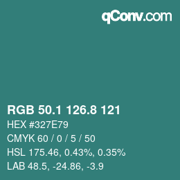 Color code: RGB 50.1 126.8 121 | qconv.com