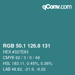 Color code: RGB 50.1 126.8 131 | qconv.com