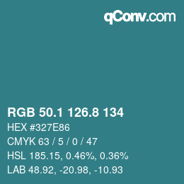 カラーコード: RGB 50.1 126.8 134 | qconv.com