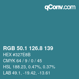 Farbcode: RGB 50.1 126.8 139 | qconv.com