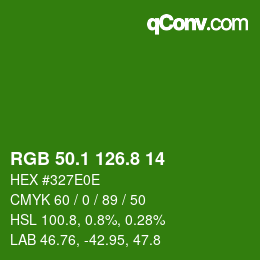 カラーコード: RGB 50.1 126.8 14 | qconv.com
