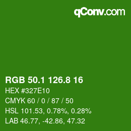 カラーコード: RGB 50.1 126.8 16 | qconv.com