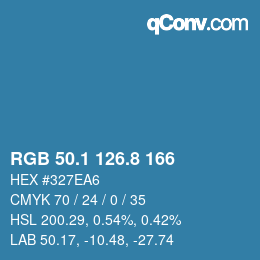 カラーコード: RGB 50.1 126.8 166 | qconv.com