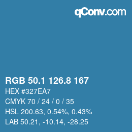 カラーコード: RGB 50.1 126.8 167 | qconv.com