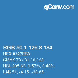 カラーコード: RGB 50.1 126.8 184 | qconv.com