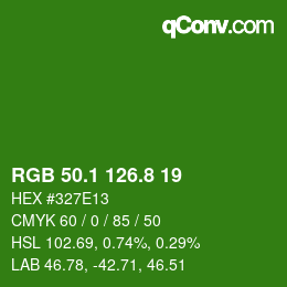カラーコード: RGB 50.1 126.8 19 | qconv.com