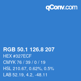 カラーコード: RGB 50.1 126.8 207 | qconv.com