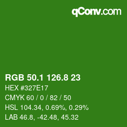 カラーコード: RGB 50.1 126.8 23 | qconv.com