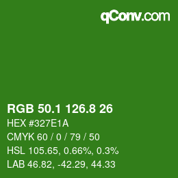 カラーコード: RGB 50.1 126.8 26 | qconv.com