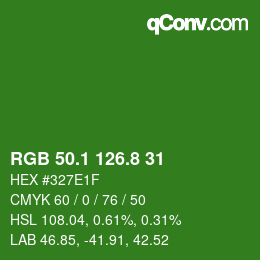 カラーコード: RGB 50.1 126.8 31 | qconv.com