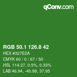 カラーコード: RGB 50.1 126.8 42 | qconv.com