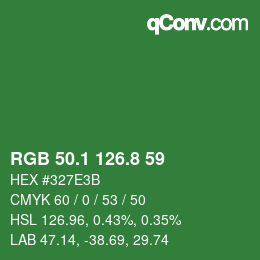カラーコード: RGB 50.1 126.8 59 | qconv.com