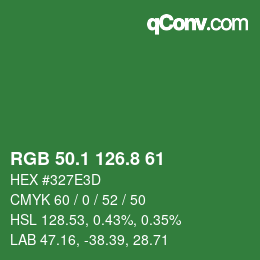 カラーコード: RGB 50.1 126.8 61 | qconv.com
