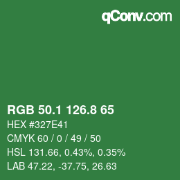 カラーコード: RGB 50.1 126.8 65 | qconv.com