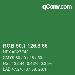 カラーコード: RGB 50.1 126.8 66 | qconv.com