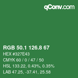 カラーコード: RGB 50.1 126.8 67 | qconv.com