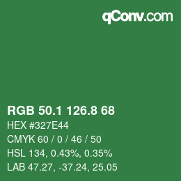 カラーコード: RGB 50.1 126.8 68 | qconv.com