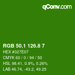 カラーコード: RGB 50.1 126.8 7 | qconv.com
