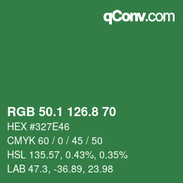 カラーコード: RGB 50.1 126.8 70 | qconv.com