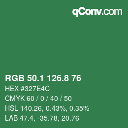 カラーコード: RGB 50.1 126.8 76 | qconv.com