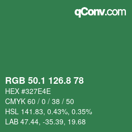 カラーコード: RGB 50.1 126.8 78 | qconv.com