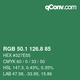 カラーコード: RGB 50.1 126.8 85 | qconv.com