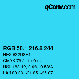 カラーコード: RGB 50.1 216.8 244 | qconv.com