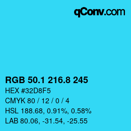カラーコード: RGB 50.1 216.8 245 | qconv.com
