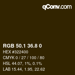 Color code: RGB 50.1 36.8 0 | qconv.com