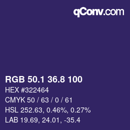 カラーコード: RGB 50.1 36.8 100 | qconv.com