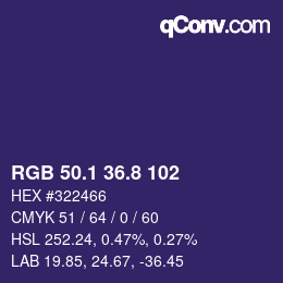 カラーコード: RGB 50.1 36.8 102 | qconv.com