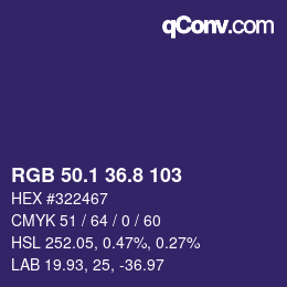 カラーコード: RGB 50.1 36.8 103 | qconv.com