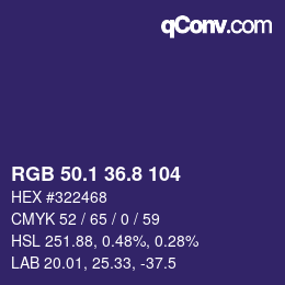 カラーコード: RGB 50.1 36.8 104 | qconv.com