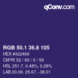 カラーコード: RGB 50.1 36.8 105 | qconv.com