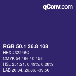カラーコード: RGB 50.1 36.8 108 | qconv.com