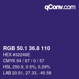 カラーコード: RGB 50.1 36.8 110 | qconv.com