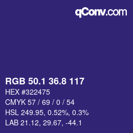 カラーコード: RGB 50.1 36.8 117 | qconv.com