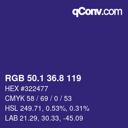 カラーコード: RGB 50.1 36.8 119 | qconv.com
