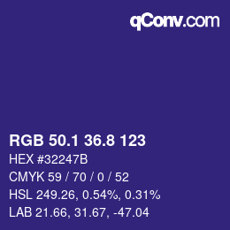 カラーコード: RGB 50.1 36.8 123 | qconv.com